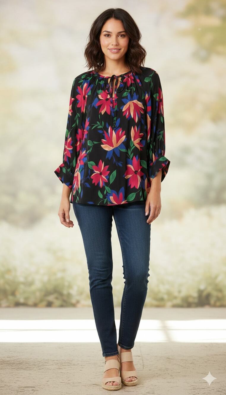 NWT Karen Kane Women's Floral Top Relaxed XS